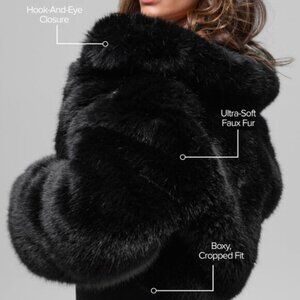 Alo Yoga Opulent Faux Fur Cropped Jacket Regular Black